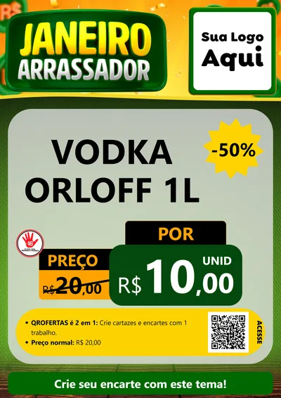 Modelo de Cartaz para Cartaz A4 Vertical com o tema Janeiro Arrasador para Distribuidora de bebidas