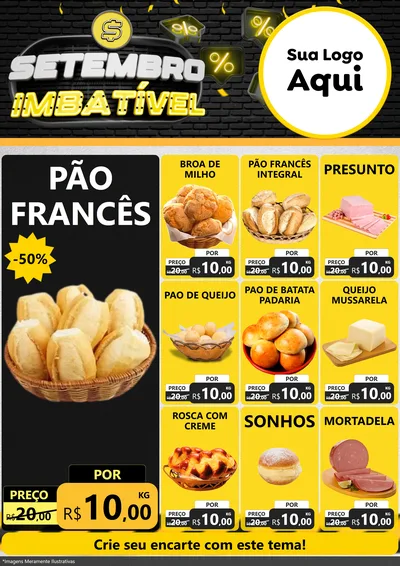 Modelo de Encarte para Encarte A4 Vertical com o tema Setembro Imbatível para Padaria