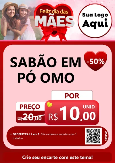 Modelo de Cartaz para Cartaz A4 Vertical com o tema Feliz Dia Das Mães para Produtos de Limpeza