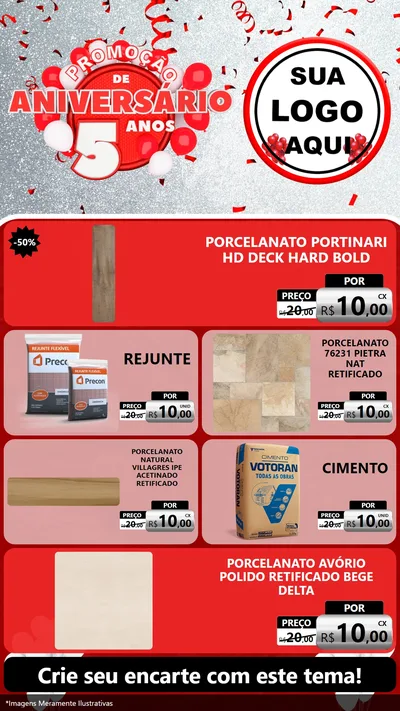 Modelo de TV para TV Vertical com o tema Promoção de Aniversário - 5 Anos para Pisos e revestimentos