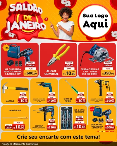 Modelo de Rede Social para Feed Instagram com o tema Saldão de Janeiro para Maquinas e Ferramentas