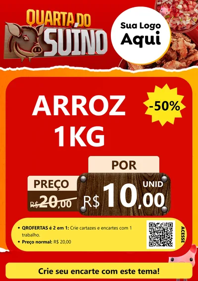 Modelo de Cartaz para Cartaz A4 Vertical com o tema Quarta do Suíno para Supermercado