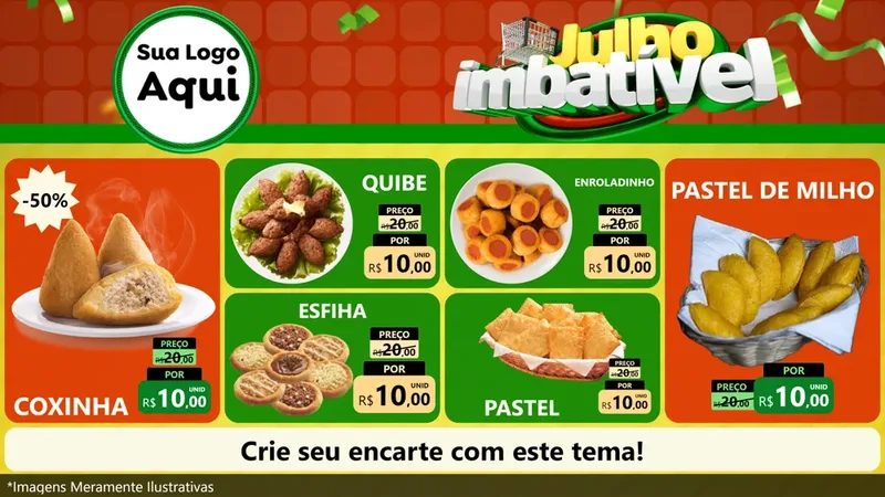 Modelo de TV para TV Horizontal com o tema Julho Imbatível para Salgadaria