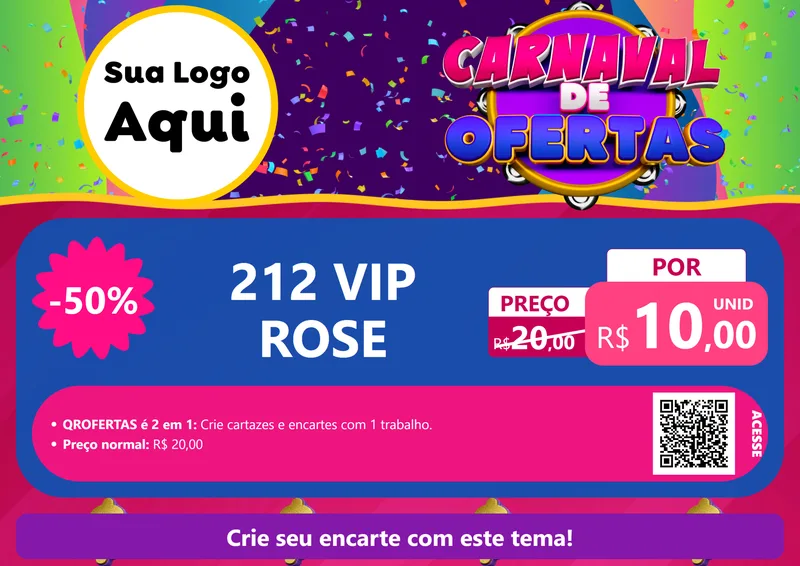 Modelo de Cartaz para Cartaz A4 Horizontal com o tema Carnaval de Ofertas para Perfumes