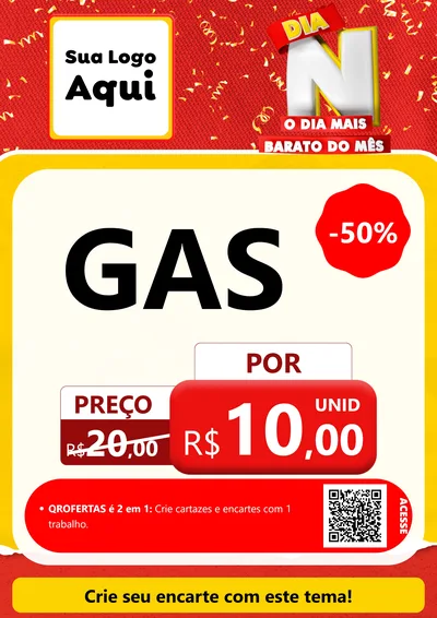 Modelo de Cartaz para Cartaz A4 Vertical com o tema Dia N o Dia Mais Barato do Mês para Água e gás