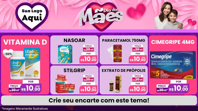 Modelo de TV para TV Horizontal com o tema Dia das Mães para Farmácia