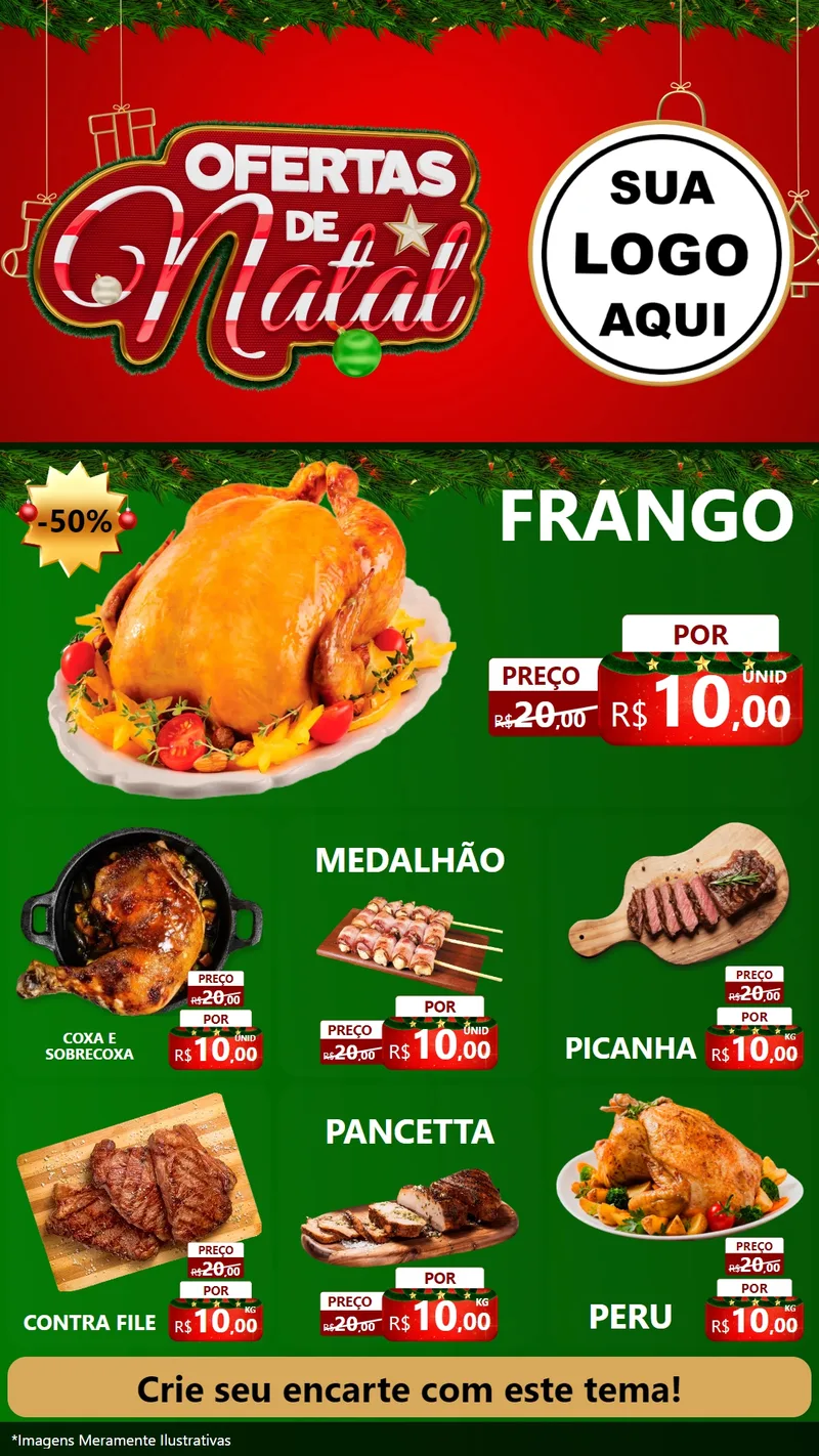 Modelo de Rede Social para Stories com o tema Ofertas de Natal para Assados