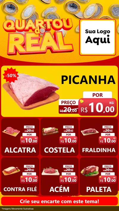 Modelo de Rede Social para Stories com o tema Quartou do Real para Açougue