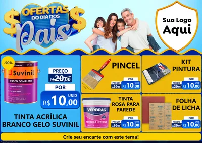 Modelo de Encarte para Encarte A4 Horizontal com o tema Ofertas do Dia dos Pais para Tintas e Ferramentas