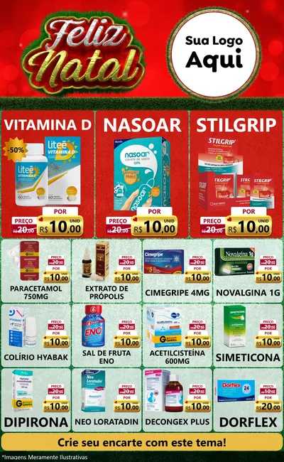 Modelo de Encarte para Encarte Grande com o tema Feliz Natal para Farmácia