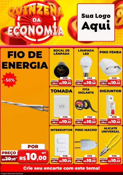 Modelo de Encarte para Encarte A4 Vertical com o tema Quinzena Da Economia para Materiais Elétricos