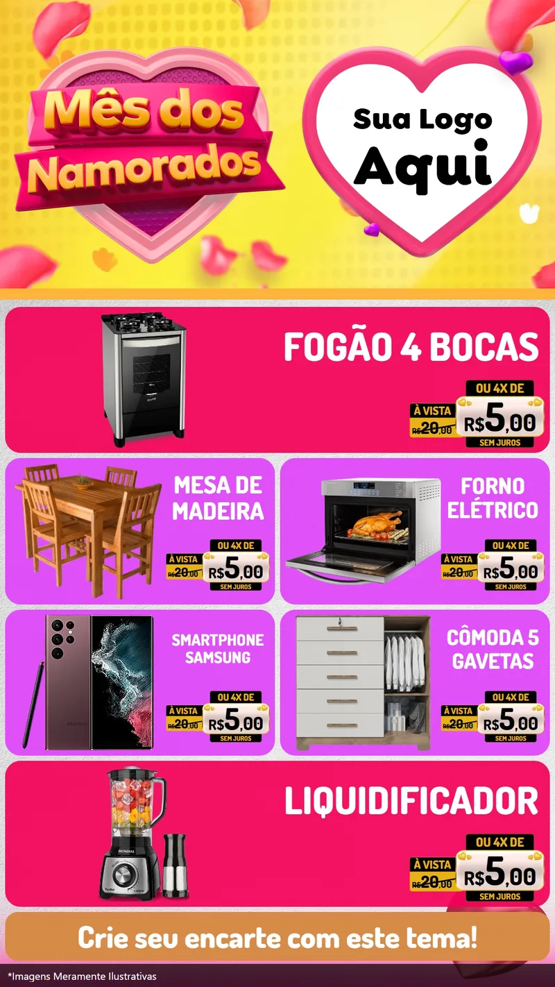 Modelo de TV para TV Vertical com o tema Mês dos Namorados para Móveis e Eletro