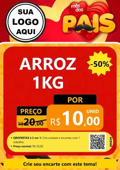 Modelo de Cartaz para Cartaz A4 Vertical com o tema Mês Dos Pais para Supermercado