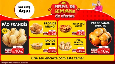 Modelo de TV para TV Horizontal com o tema Final de Semana de Ofertas para Padaria