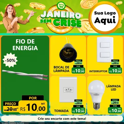 Modelo de Rede Social para Feed Facebook com o tema Janeiro Sem Crise para Materiais Elétricos