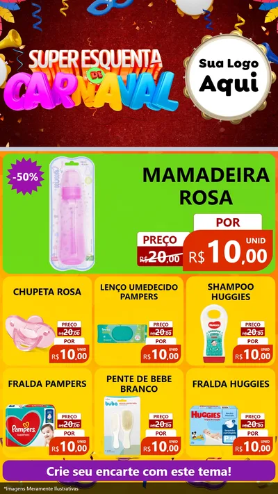Modelo de Rede Social para Stories com o tema Super Esquenta de Carnaval para Bebês