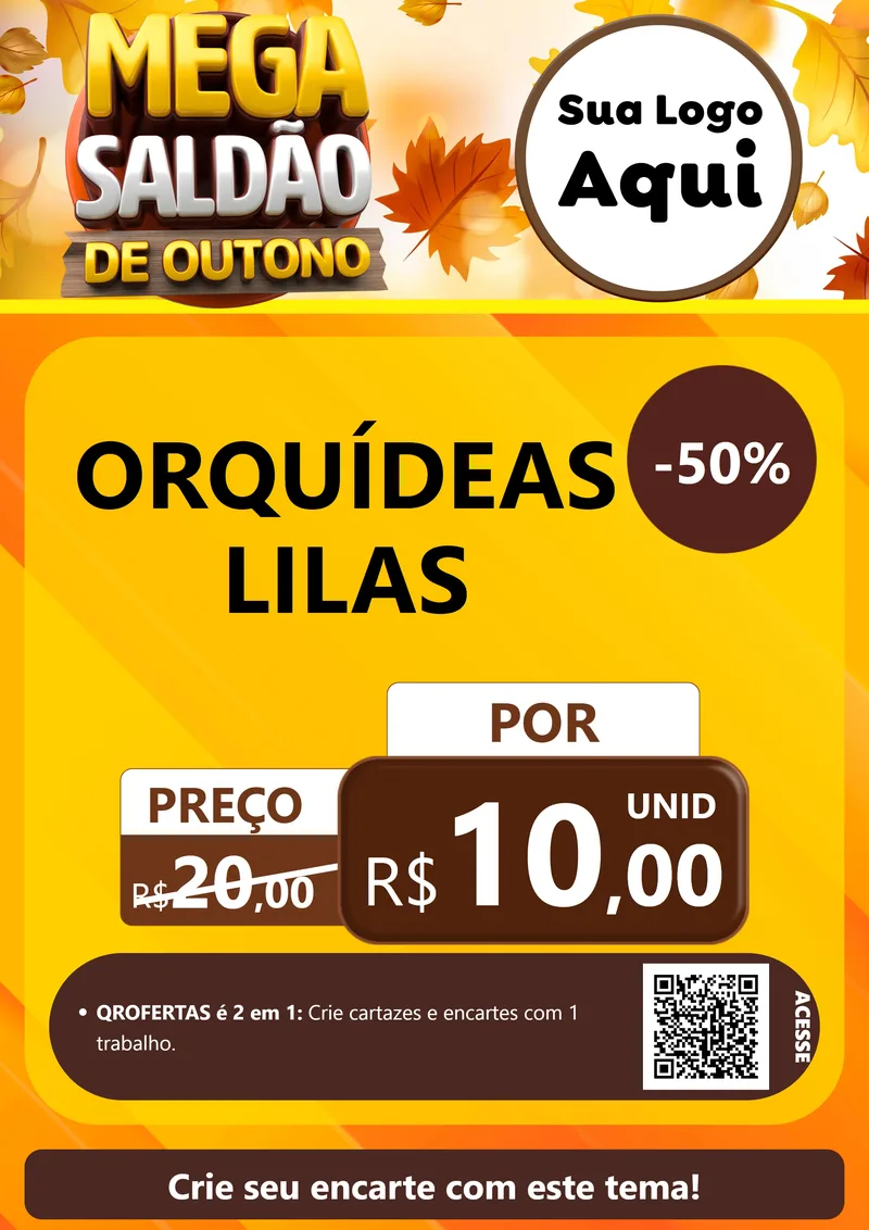 Modelo de Cartaz para Cartaz A4 Vertical com o tema Mega Saldão de Outono para Floricultura e jardim