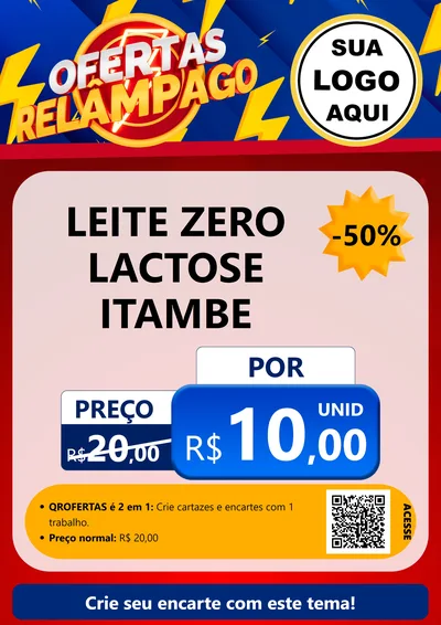 Modelo de Cartaz para Cartaz A4 Vertical com o tema Ofertas Relâmpago para Frios e Laticínios