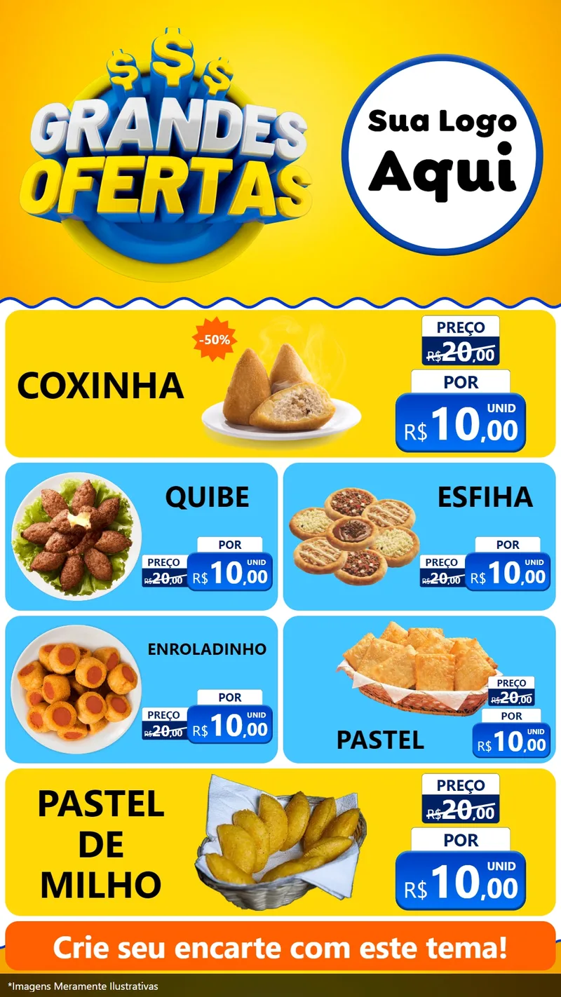 Modelo de TV para TV Vertical com o tema Grandes Ofertas para Salgadaria