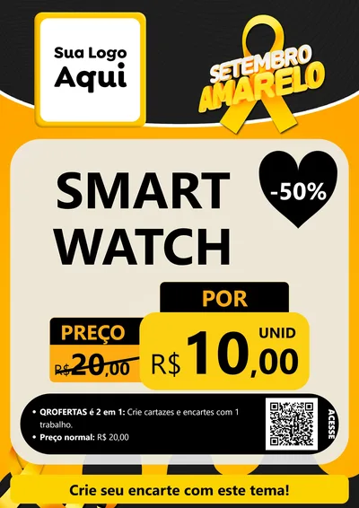 Modelo de Cartaz para Cartaz A4 Vertical com o tema Setembro Amarelo para Informática