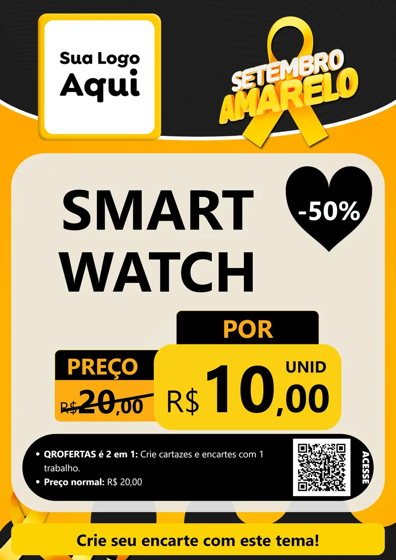 Modelo de Cartaz para Cartaz A4 Vertical com o tema Setembro Amarelo para Informática