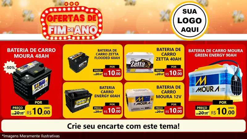 Modelo de TV para TV Horizontal com o tema Ofertas de Fim de Ano para Baterias Elétricas