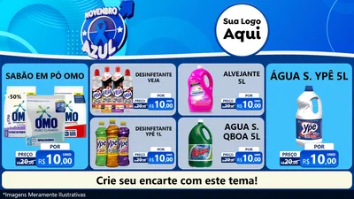 Modelo de TV para TV Horizontal com o tema Novembro Azul para Produtos de Limpeza