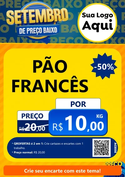 Modelo de Cartaz para Cartaz A4 Vertical com o tema Setembro De Preço Baixo para Padaria