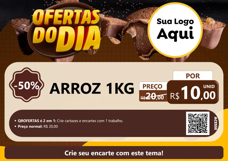 Modelo de Cartaz para Cartaz A4 Horizontal com o tema Ofertas do Dia para Supermercado