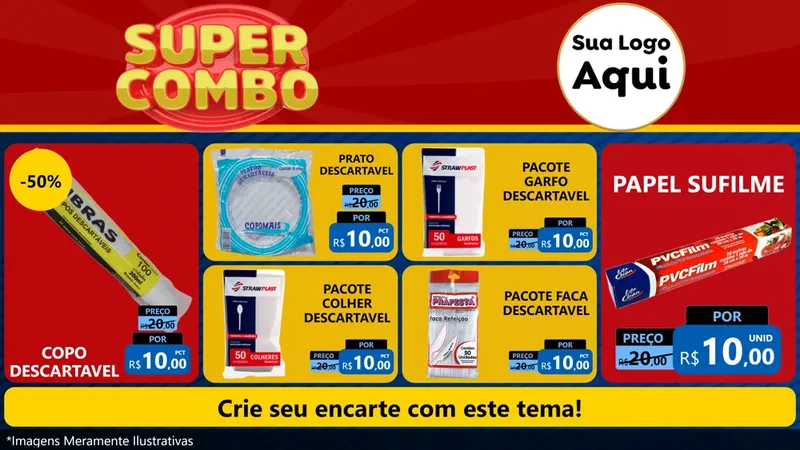 Modelo de TV para TV Horizontal com o tema Super Combo para Embalagens