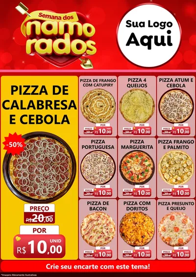 Modelo de Encarte para Encarte A4 Vertical com o tema Semana dos namorados para Pizzaria