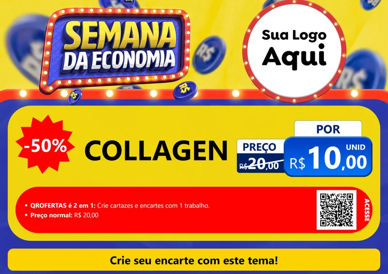 Modelo de Cartaz para Cartaz A4 Horizontal com o tema Semana da Economia para Suplementos alimentares