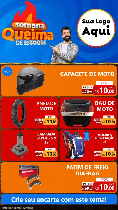 Modelo de TV para TV Vertical com o tema Semana Queima de Estoque para Moto peças