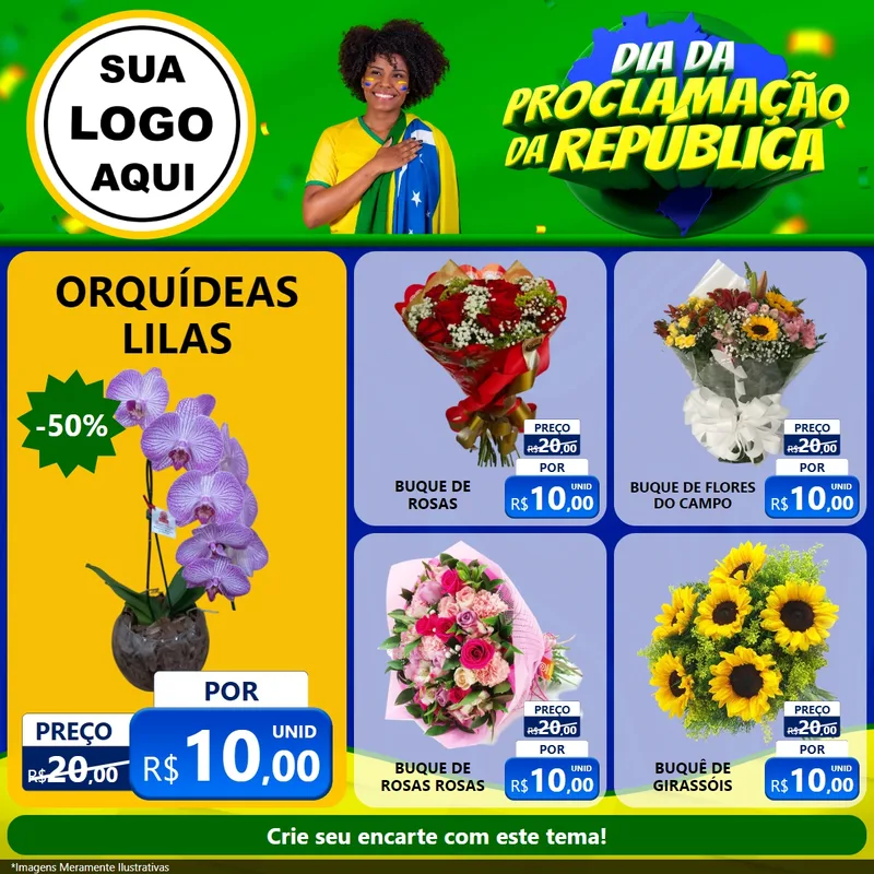 Modelo de Rede Social para Feed Facebook com o tema Dia Da Proclamação Da República para Floricultura e jardim