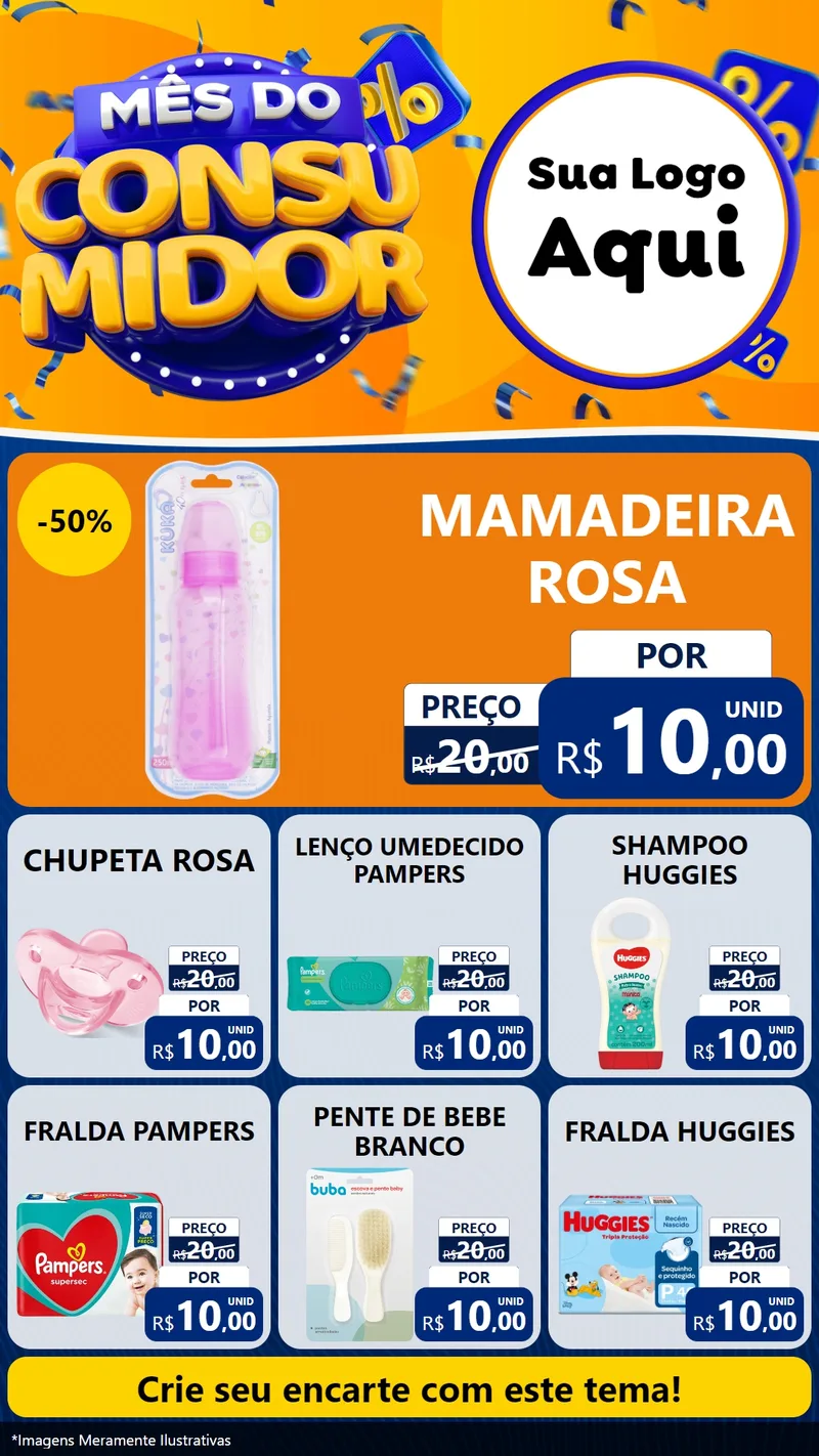 Modelo de Rede Social para Stories com o tema Mês do Consumidor para Bebês