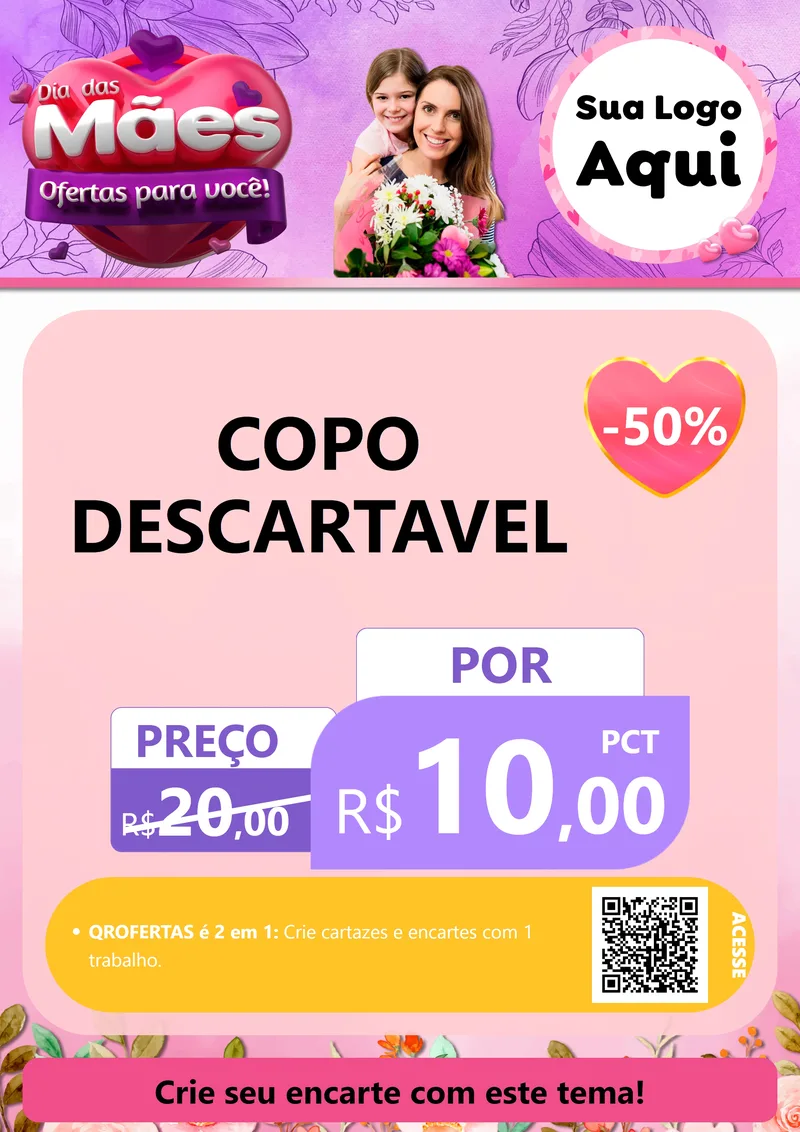 Modelo de Cartaz para Cartaz A4 Vertical com o tema Dia das Mães Ofertas para Você! para Embalagens