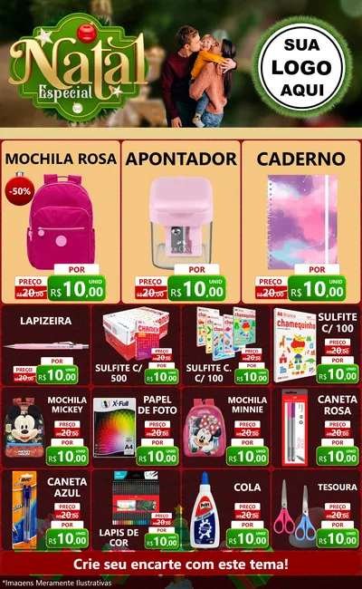 Modelo de Encarte para Encarte Grande com o tema Natal Especial para Papelaria