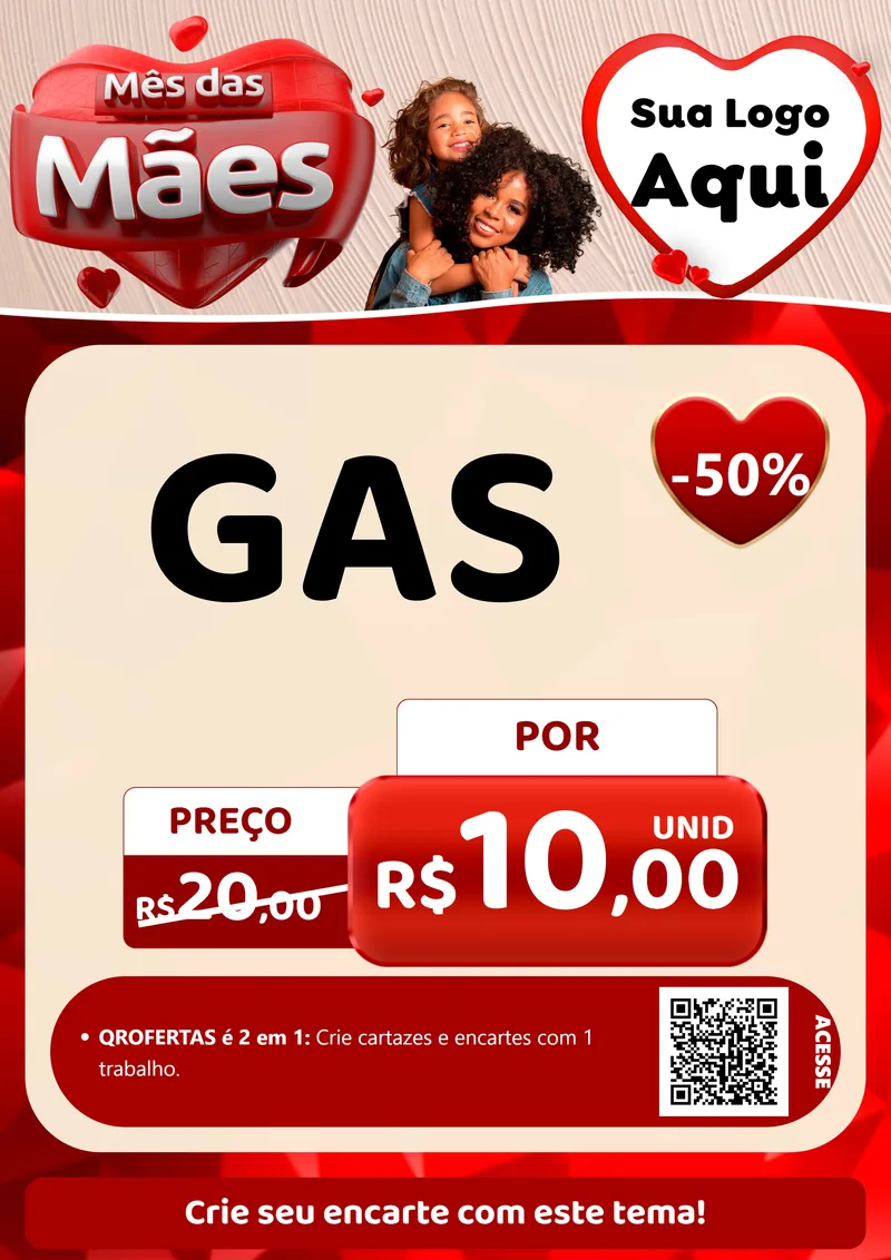 Modelo de Cartaz para Cartaz A4 Vertical com o tema Mês das Mães para Água e gás