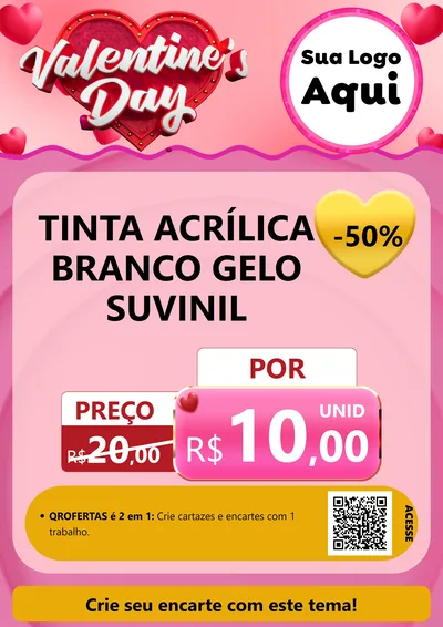 Modelo de Cartaz para Cartaz A4 Vertical com o tema Valentine's Day para Tintas e Ferramentas