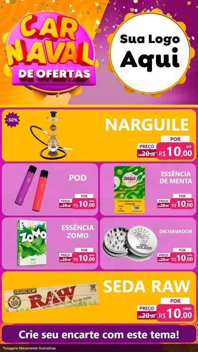 Modelo de TV para TV Vertical com o tema Carnaval de Ofertas para Tabacaria