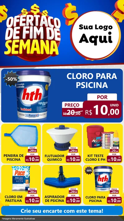 Modelo de Rede Social para Stories com o tema Ofertaço de Fim de Semana para Produtos para Piscina