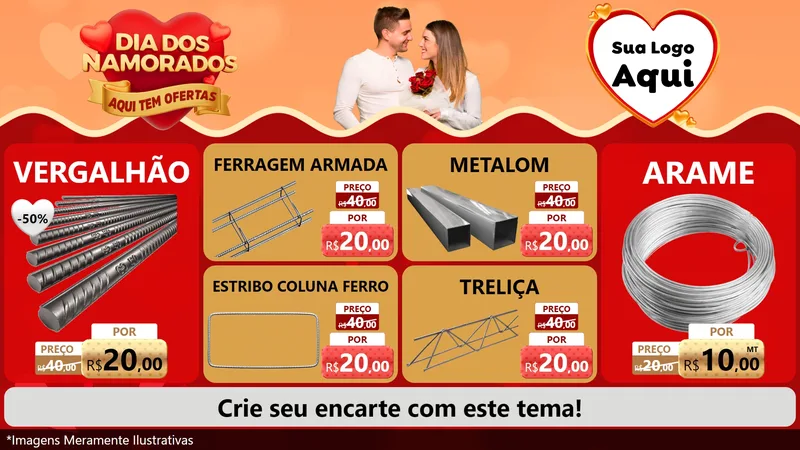 Modelo de TV para TV Horizontal com o tema Dia dos Namorados - Aqui Tem Ofertas para Ferragens