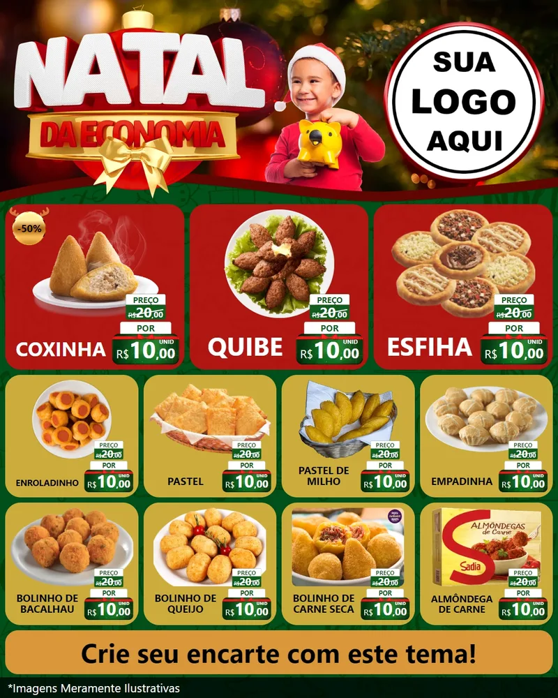 Modelo de Rede Social para Feed Instagram com o tema Natal da Economia para Salgadaria