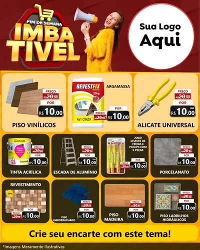 Modelo de Rede Social para Feed Instagram com o tema Fim de Semana Imbatível para Material para Construção