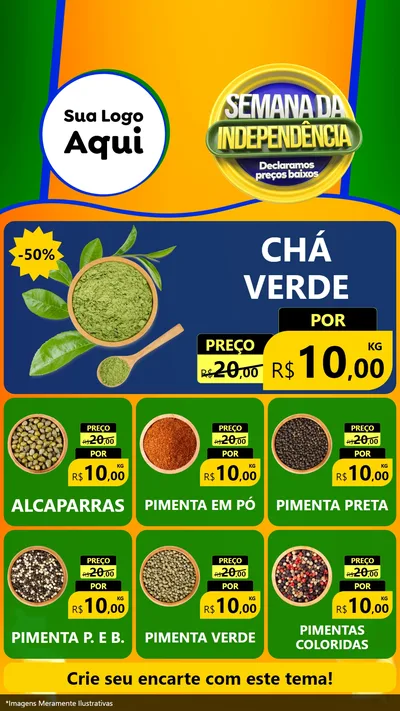 Modelo de Rede Social para Stories com o tema Semana da Independência Declaramos Preços Baixos para Produtos Naturais