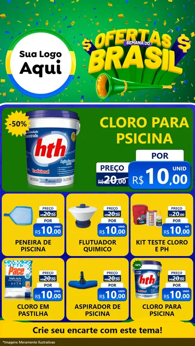 Modelo de Rede Social para Stories com o tema Ofertas Semana do Brasil para Produtos para Piscina