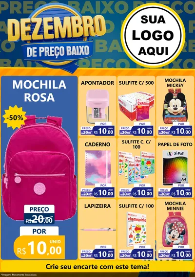 Modelo de Encarte para Encarte A4 Vertical com o tema Dezembro de Preço Baixo para Papelaria