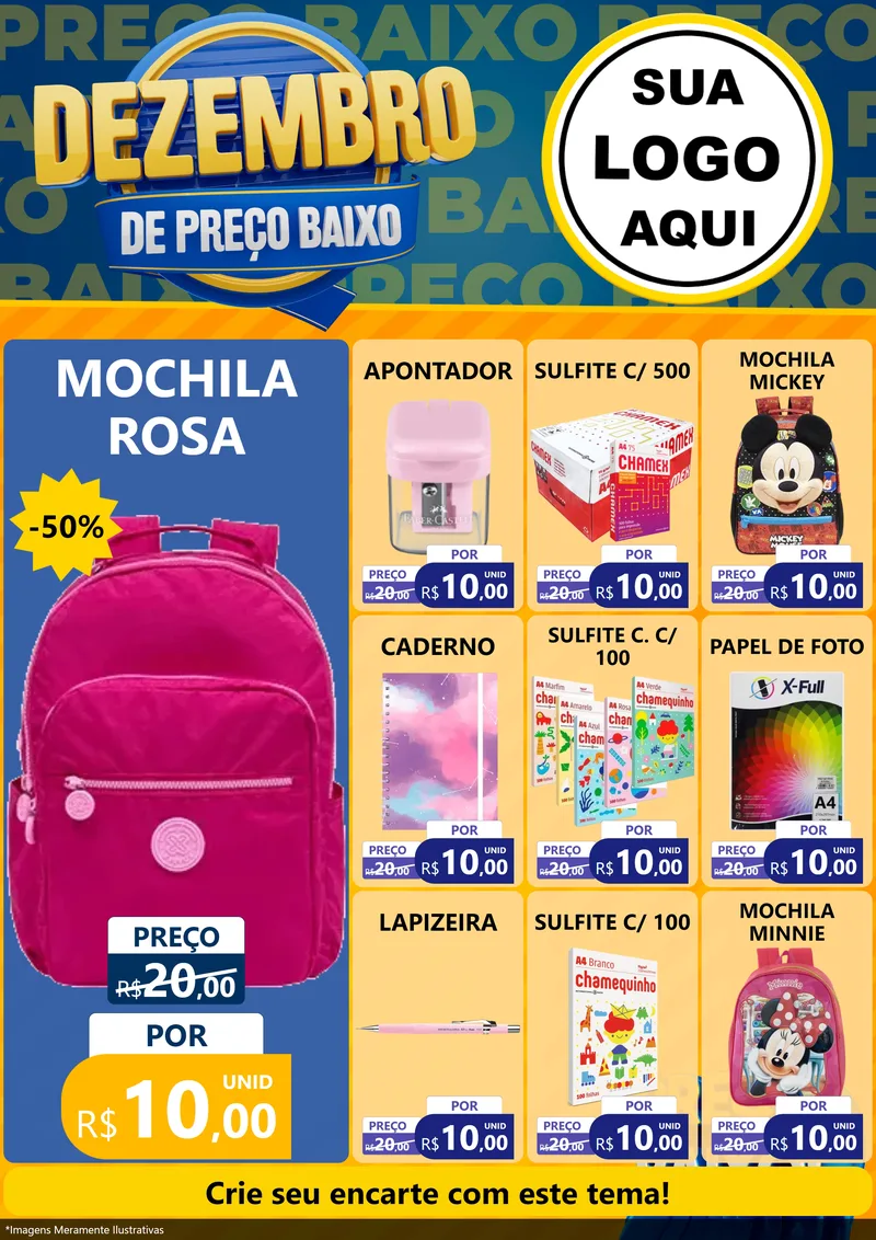Modelo de Encarte para Encarte A4 Vertical com o tema Dezembro de Preço Baixo para Papelaria