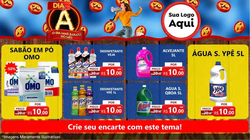Modelo de TV para TV Horizontal com o tema Dia A - O Dia Mais Barato Do Mês para Produtos de Limpeza