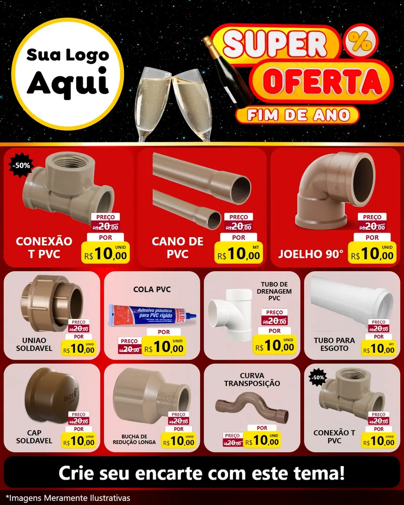 Modelo de Rede Social para Feed Instagram com o tema Super Oferta Fim de Ano para Tubos e conexões